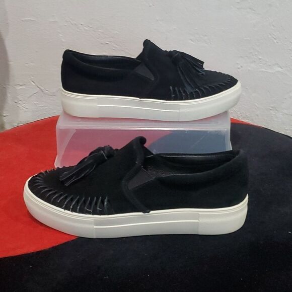 J/Slides Aztec Fashion Sneaker in Black Suede Size 7.5 - Picture 2 of 13